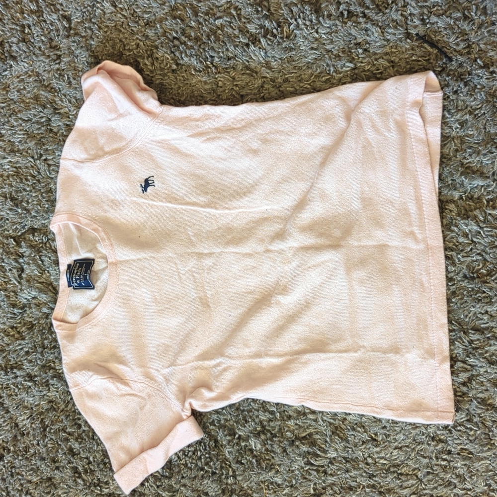 Abercrombie and Fitch light pink cashmere short sleeved sweater